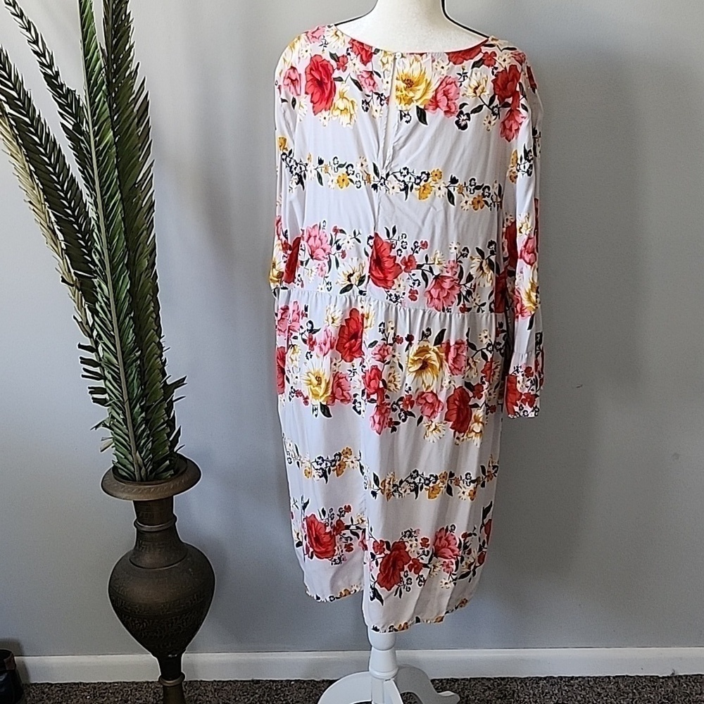 Old Navy gray floral pattern dress with elbow length sleeves - Picture 4 of 14